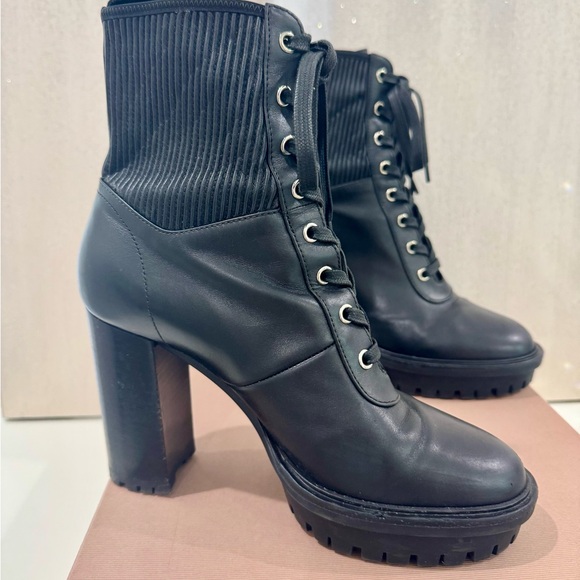 Gianvito Rossi Black Lace Up Boots with Chunky Heel Size 39 - Picture 9 of 14
